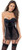 Dreamgirl Women s Velvet Lace and Mesh Garter Slip Dress Set Black Small