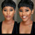 WIGNEE Short Layered Human Hair Wig Pixie Cut with Bangs Black Brazilian Hair None Lace Women Wigs  Short Natural Black