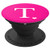 White Initial Letter T heart Monogram on Hot Pink PopSockets Grip and Stand for Phones and Tablets