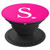 White Initial Letter S heart Monogram on Hot Pink PopSockets Grip and Stand for Phones and Tablets