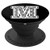 Black Pop Background White Pattern Monogram Letter M Initial PopSockets Grip and Stand for Phones and Tablets