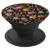 Beautiful Flower Floral Pattern on Black Background PopSockets Grip and Stand for Phones and Tablets