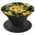 Floral Sunflower Pattern Black Background PopSockets Grip and Stand for Phones and Tablets