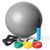 Fitness Resistance Bands for Men with Handles Attached Pull Up Assist Bands with Gray Exercise Ball and Workout Guide for Physical Therapy Home Workouts Portable Home Gym Bundle