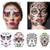 ILEBYGO 4 Sheets Day of The Dead Sugar Skull Face Temporary Tattoo Halloween Makeup Tattoo Stickers for Halloween Masquerade and Party