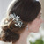 Jeairts Flower Pearl Bride Wedding Hair Comb Silver Crystal Bridal Headpiece Leaf Hair Side Combs Decorative Wedding Hair Accessories for Women and Girls