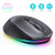 LED Bluetooth Mouse Seenda Silent Click Triple Mode Rechargeable Wireless Bluetooth Mouse Dual Bluetooth USB  Up to 2400 DPI for Computer Laptop Windows Mac OS Chromebook Space Gray