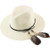 Women Straw Fedora Hat Wide Brim Summer Foldable Panama Beach Sun Hat UPF50  White