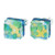 GlassOfVenice Murano Glass Venetian Reflections Square Stud Earrings  Aqua Gold