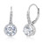 MIA SARINE Rhodium Plated Sterling Silver Cubic Zirconia Halo Leverback Dangle Bridal Earrings for Women for White
