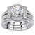Platinum over Sterling Silver Round Cubic Zirconia Jacket Bridal Ring Set Size 6