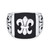 Mens Black Fleur De Lis Square Signet Ring For Men Silver Tone Stainless Steel