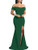 YMDUCH Womens Off Shoulder High Split Long Formal Party Dress Evening Gown Dark Green