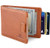 SERMAN BRANDS RFID Blocking Bifold Slim Genuine Leather Minimalist Front Pocket Wallets for Men Money Clip Dark Caramel 30