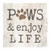P Graham Dunn Paws & Enjoy Life Whitewash 3.5 x 3.5 Inch Pine Wood Tabletop Block Sign