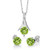Gem Stone King 925 Sterling Silver Green Peridot Pendant and Earrings Set 300 Ct Round Gemstone Birthstone For Women with 18 Inch Chain