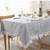 Sandweek Stripe Tassel Tablecloth Cotton Linen DustProof Table Cover for Kitchen Dinning Tabletop Decoration Square 55 x 55Inch Blue