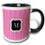 3dRose 222049_4 Pink and grey chevron monogram initial M Ceramic Mug 11 oz Black/White