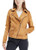 Fahsyee Womens Suede Jacket Moto Biker Coat Faux Leather Casual Zip Up Soft Long Sleeve Outwear Camel Size L