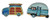 Ceramic Beach Car and Camper Design Salt and Pepper Shaker Set