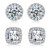 18K White Gold Plated Round Square Cubic Zirconia Simulated Diamond Halo Stud Earrings 2 Pairs 18K White Gold Plated Round Square Cubic Zirconia Simulated Diamond Halo Stud Earrings 2 Pairs