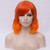 BUFASHION Short Wavy Bob Wigs Ombre Orange Curly Hair Wigs With Bangs Heat Resistant Cosplay Party Custom Wigs With Wig Cap Ombre Orange
