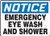 Accuform MFSD803VA Aluminum Safety Sign LegendNotice Emergency Eye WASH and Shower 10 Length x 14 Width BlueBlack on White