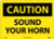 NMC C352RB OSHA Sign Legend CAUTION  SOUND YOUR HORN 14 Length x 10 Height Rigid Plastic Black on Yellow