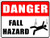 OutdoorIndoor Large Size 12 X 9  Danger Fall Hazard  Safety Caution Warning Sign Vinyl Label Sticker Decal  Back Self Adhesive Vinyl