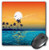 3dRose 8 x 8 x 0.25 Inches Mouse Pad, A Tranquil Island Scene Against A Sunset with Palm Trees and Sparkly Blue Water (mp_152578_1)