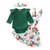 Baby Girl Clothes Ruffle Long Sleeve Romper Tops Floral Suspender Skirt Outfit Set Infant Girl Overall Dress Green 1218 Months