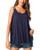 ZEGOLO Womens Summer Casual V Neck Flowy Tank Top Strappy Cami Swing Top Navy Blue Medium