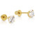 14k Yellow Gold Cubic Zirconia Basketset Solitaire CZ Stud Earrings with Screw Backs 4mm