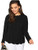 Romwe Womens Long Sleeve Plus Size Tee Scallop Edge Blouse Top Black 0XL