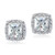 Sterling Silver Cubic Zirconia PrincessCut Square Halo Stud Earrings