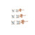 3 Pair Set Rose Gold Flashed Sterling Silver Cubic Zirconia PrincessCut Square Stud Earrings 3mm 4mm 5mm