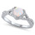 Heart White Simulated Opal Halo Promise Ring 925 Sterling Silver Band Size 4