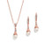 Mariell Rose Gold Wedding Necklace  Earrings Jewelry Set with Freshwater Pearl for Bridesmaids  Brides