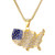Nsitbbuery Hip Hop 18K Gold Plated Stainless Steel American Flag Map Tag Pendant Ice Out Crystal Chain Necklace