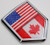 Canada USA Flag Car Chrome Canadian American Emblem 3D Decal Sticker