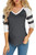 Foshow Womens V Neck Raglan Baseball Tee Tshirts Short Long Sleeve Jersey Striped Colorblock Casual Blouses Tops