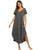 Ekouaer Sleepwear Womens V Neck Nightshirt Casual Loungewear Short Sleeve Long NightgownDark GreyXXLarge Ekouaer Sleepwear Womens V Neck Nightshirt Casual Loungewear Short Sleeve Long NightgownDark GreyXXLarge