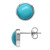 Silvershake 8mm Genuine Round Shape Arizona Turquoise White Gold Plated 925 Sterling Silver Stud Post Earrings