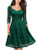 MISSMAY Womens Vintage Floral Lace Half Sleeve V Neck Cocktail Formal Swing Dress XXLarge Dark Green