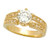 The Bling Factory Gold Plated Round CZ Solitaire Ring wDual Rows of Accent CZs Size 8  Microfiber