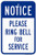 SmartSign Notice  Please Ring Bell For Service Sign  12 x 18 Aluminum