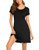 Ekouaer Nightdress Womens Cotton Sleepwear Short Nightgowns Knit Sleepshirts Black XXL