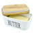 WEFOO Large Butter Dish 22 oz 650ml Airtight Butter Keeper Butter Container Porcelain Butter Keeper Container with Bamboo Lid  Seal Ring