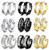 LOLIAS 9 Pairs 13MM Stainless Steel Small Hoop Earrings for Men Women Huggie Earrings CZ Inlaid