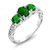 Gem Stone King Green Simulated Emerald 925 Sterling Silver Womens 3Stone Ring 240 Ct Oval Size 7